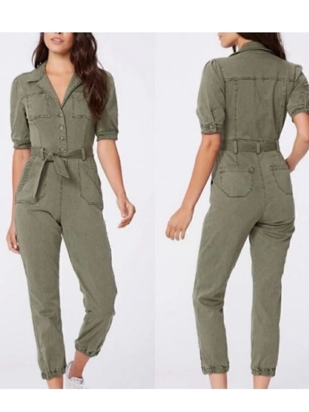 PAIGE Mayslie Olive Utility Tie-Waist Jumpsuit